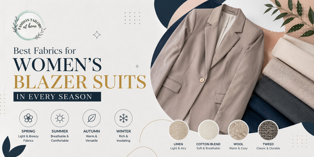 Women's business suit tailoring with premium fabrics and custom fit