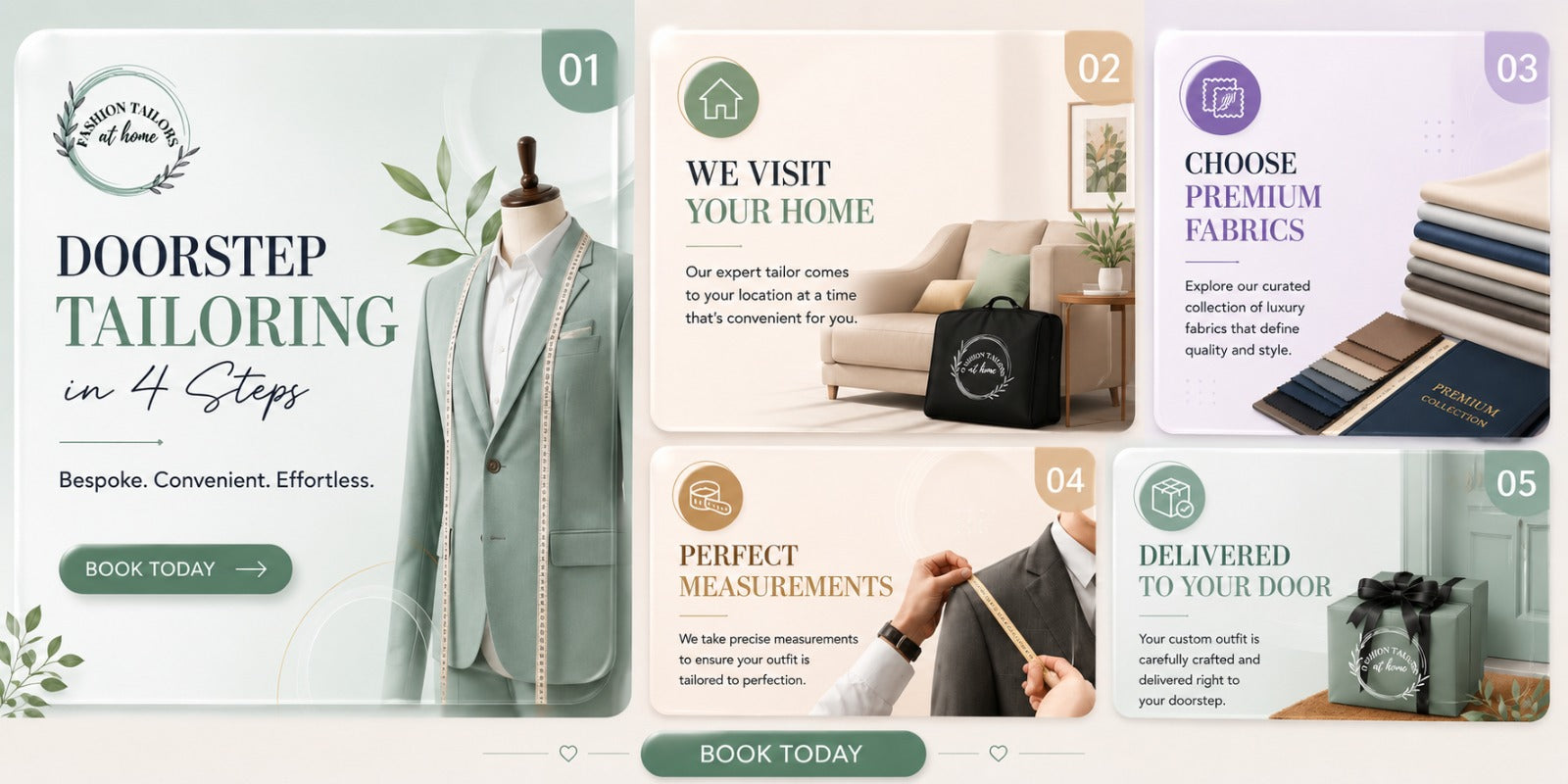Doorstep tailor measuring a custom suit at home