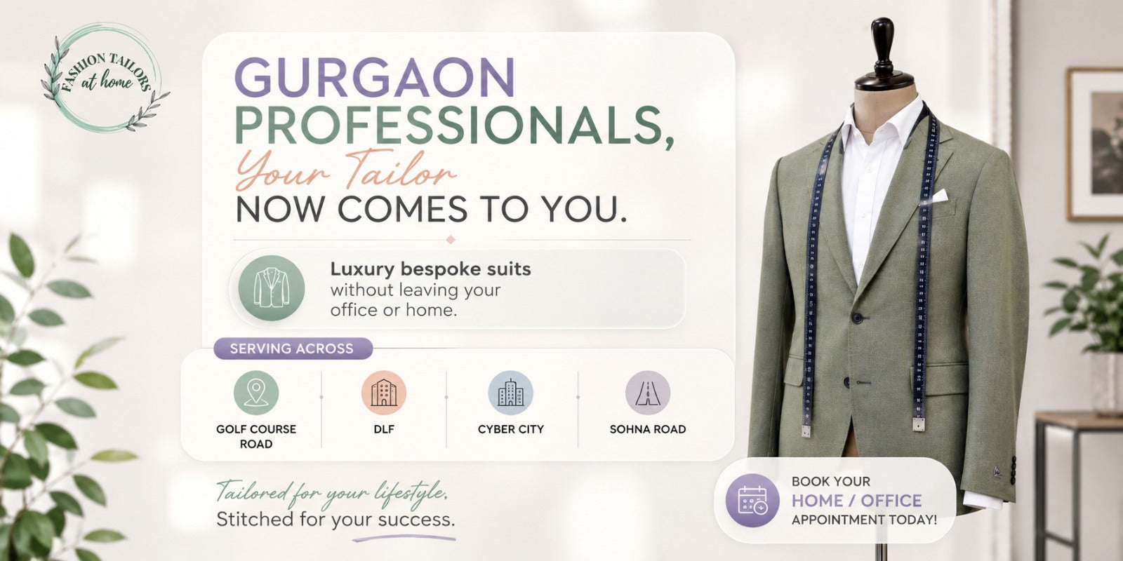 Luxury bespoke suit consultation for Gurgaon professionals at home