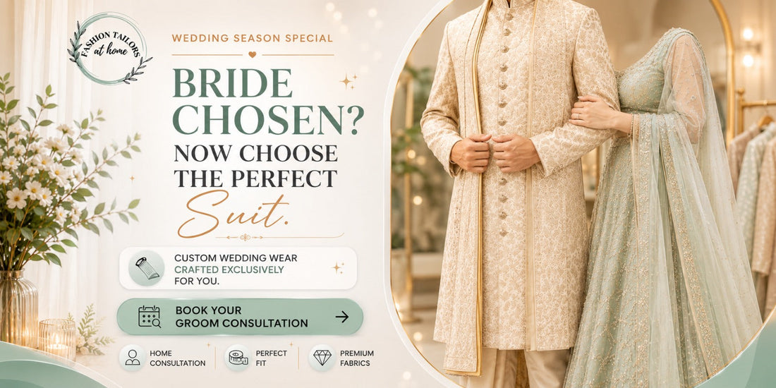 Luxury groom wedding suit consultation in Delhi