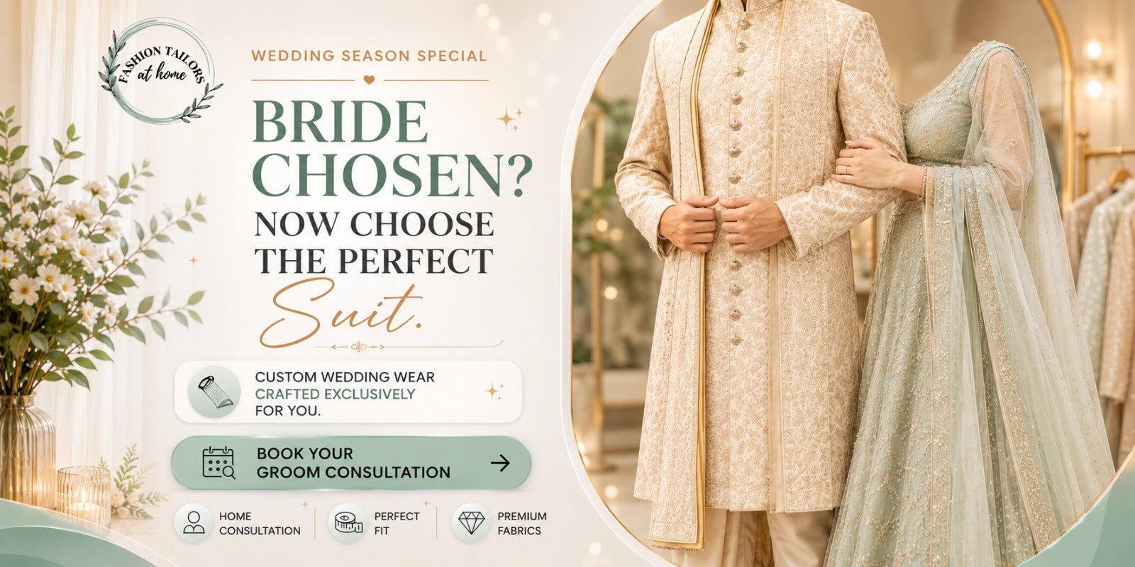 Luxury groom wedding suit consultation in Delhi