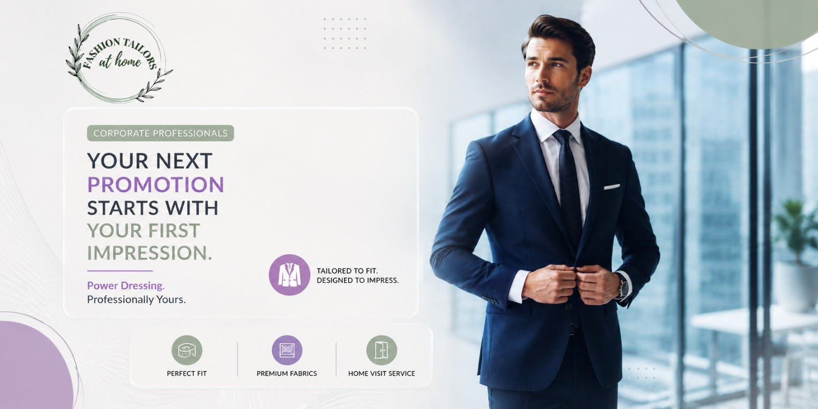 Corporate professional wearing a bespoke business suit