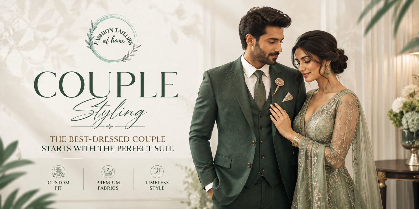 Luxury couple styling with bespoke wedding suit