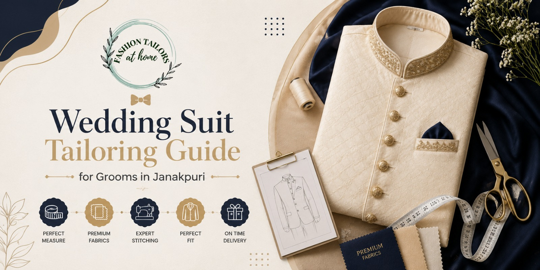 Wedding suit tailoring guide for grooms in Janakpuri