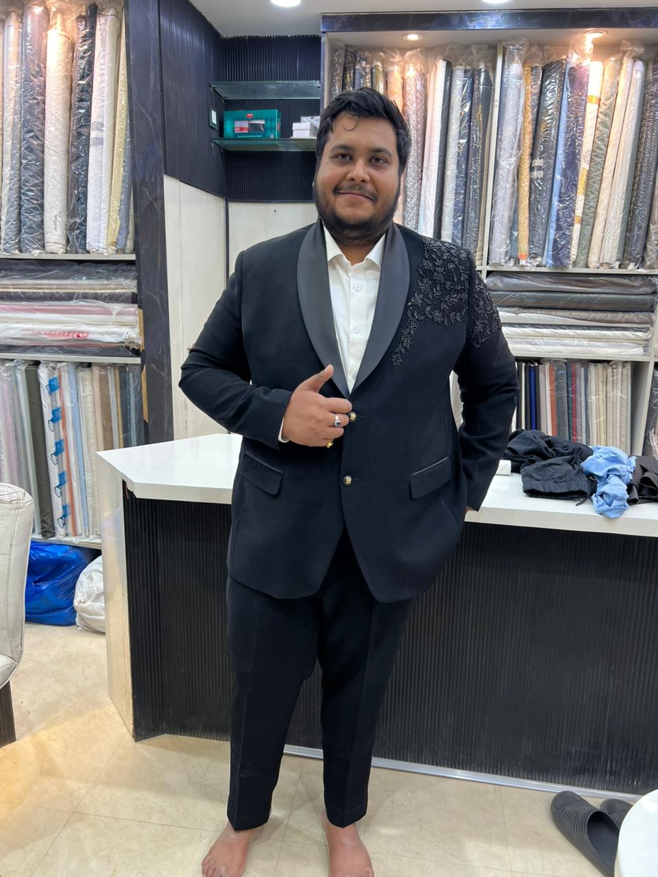 Two Button Embroidery Engagement Suit